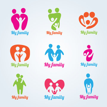 My family people modern logo vector design