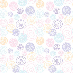 Circle flora line draw soft pastel pattern seamless design