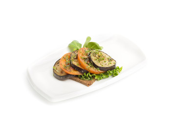 eggplant salad with tomato and bread