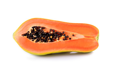 Papaya fruit on white background