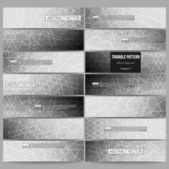 Set of modern banners. Sacred geometry, triangle design gray background. Abstract vector illustration