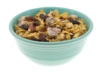 Side view of a bowl of breakfast cereal