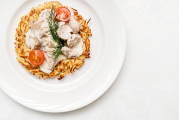 potato pancakes with mushrooms