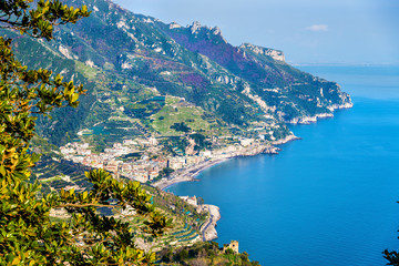 Fototapeta na wymiar View of Maiori town on the Amalfi Coast