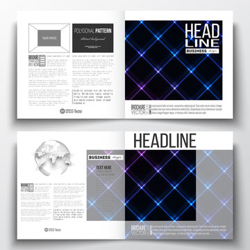 Set of annual report business templates for brochure, magazine, flyer or booklet. Abstract polygonal background, modern stylish sguare vector texture