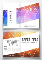 Set of business templates for brochure, magazine, flyer, booklet or annual report. Abstract colorful polygonal background, modern stylish triangle vector texture