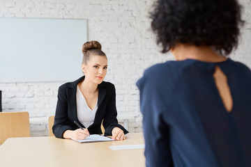 Female recruiter during job interview with candidate
