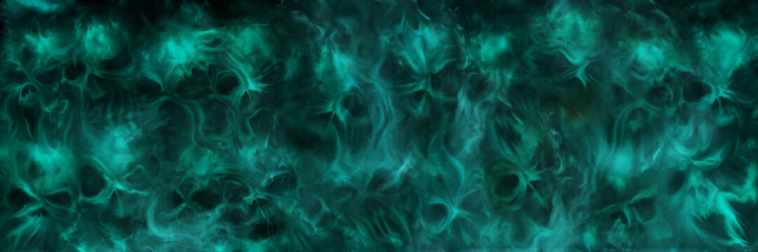 Banner with ghost skulls. Illustration horror background with a mist like ghost skulls