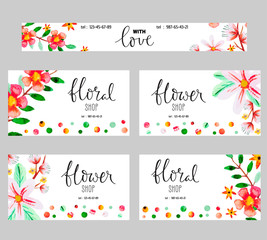 Set of floral greeting card.