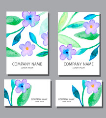 Set of cards with watercolor flowers.