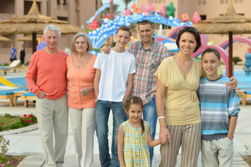 Family relaxing at resort