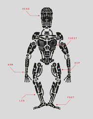 Cyborg in doodle style. 