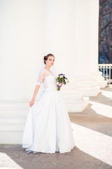Fototapeta premium Portrait of beautiful bride. Wedding dress.