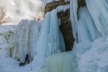 Winter View of Indian Falls in Owen Sound Ontario