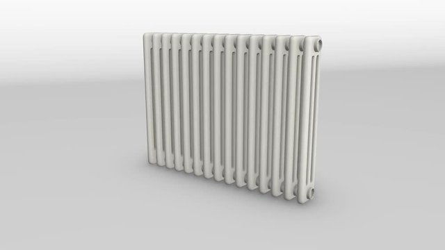 one classic modular radiator, rotating on itself (3d render)
