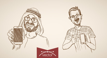 engraving lineart retro vintage vector