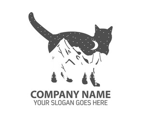 Mountain Cat SilhouetteLogo Icon Vector
