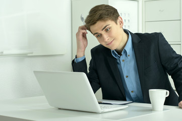businessman working with laptop in office