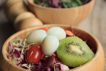Spinach salad and fruit