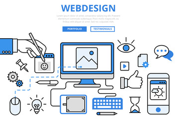 Webdesign website design GUI concept flat line art vector icons