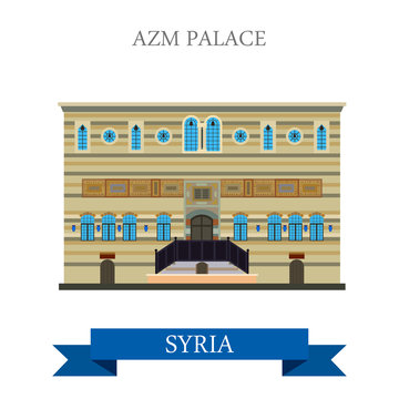 Azm Palace Damascus Syria vector flat attraction travel