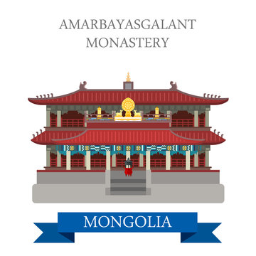 Amarbayasgalant Buddhist Monastery Mongolia vector attraction