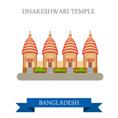 Dhakeshwari Temple Bangladesh landmarks vector flat attraction