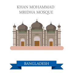 Khan Mohammad Mridha Mosque Bangladesh vector flat attraction