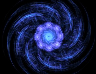 Naklejka premium Elementary Particles series. Interplay of abstract fractal forms on the subject of nuclear physics science and graphic design.