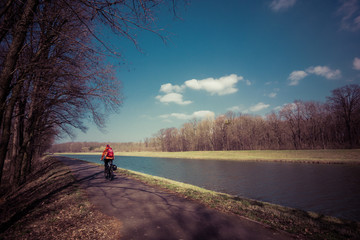 cyklist riding on a bicycle path