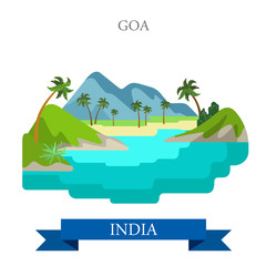 Fototapeta na wymiar Goa in India vector flat attraction landmarks