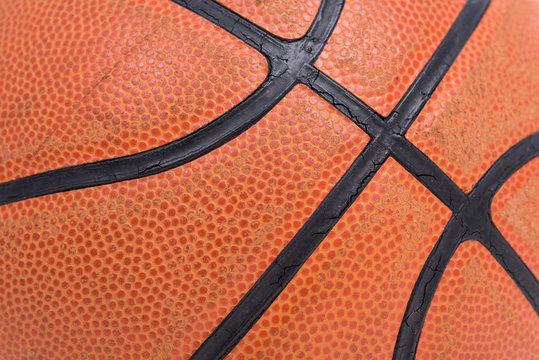 Closeup old basketball basket ball