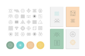 Set of geometric shapes. Trendy hipster retro logos