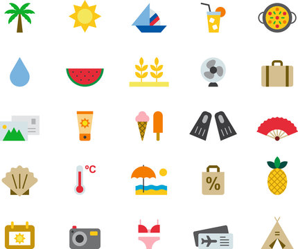 SUMMER & TRAVEL colored icons