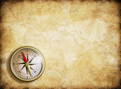 Fototapeta vintage map background with compass