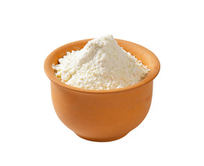 Wheat flour in terracotta dish