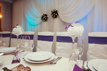 stylish luxury decorated tables for the celebration for a weddin