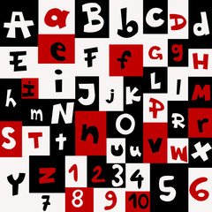 Background with letters and numbers