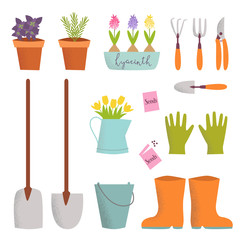 Cute set of illustration tools for gardening - 107150512