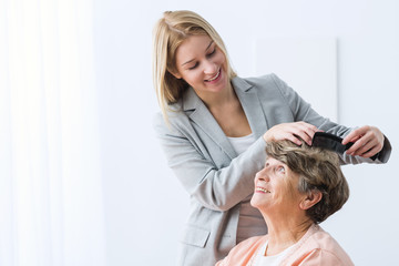 Woman take care of grandmother