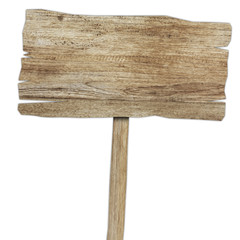 Wooden sign isolated on white. Wood old planks sign