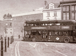 VIntage view of Double Decker Bus in London