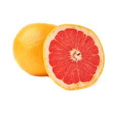 Served grapefruit composition isolated over the white background