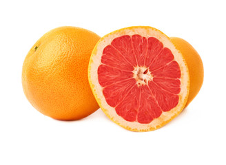Served grapefruit composition isolated over the white background