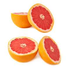 Served grapefruit composition isolated over the white background