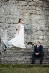 Amazing happy gentle stylish beautiful romantic caucasian couple