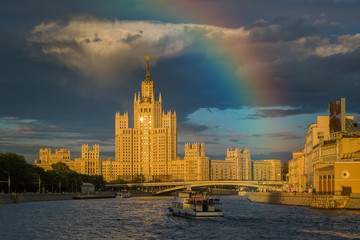Rainbow over Moscow at the House on Kotelnicheskaya Naberezhnaya