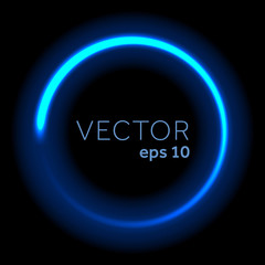Blue neon glittering circle light tail