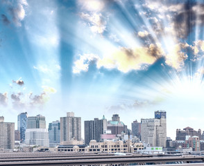 Obraz premium Downtown Manhattan skyline at dusk, New York City - NY - USA