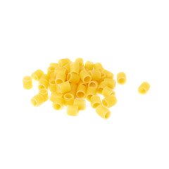 Pile of dry ditalini pasta over isolated white background